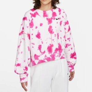 Nike Women's Vibrant Pink Tie-Dye sweatshirt oversized, super cute
